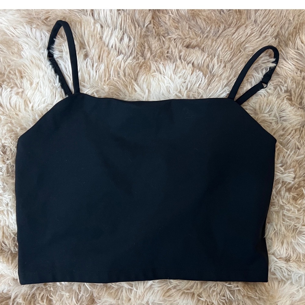 Girlfriend Collective Black Paloma Cami Sports Bra Tank Top Medium Adjustable